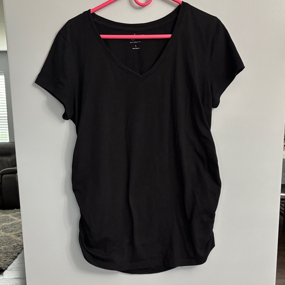 Maternity Black Short Sleeve V-Neck Tee